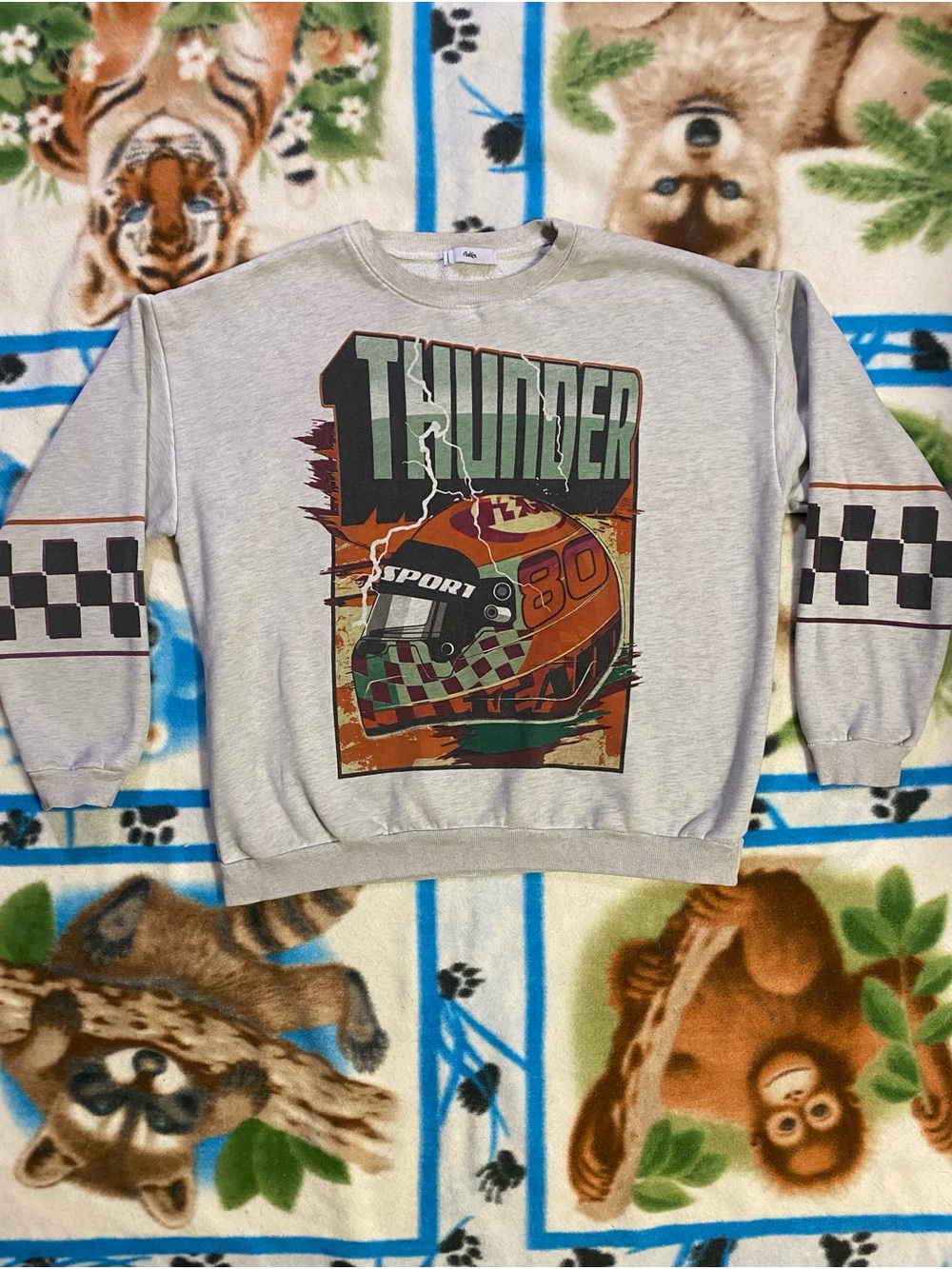 Adika Light Gray Thunder Racing Graphic Crewneck